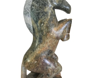 Vintage stone carved horse sculpture, soap stone unique horse statue, stone horse sculpture, elegant horse statue, equestrian decor