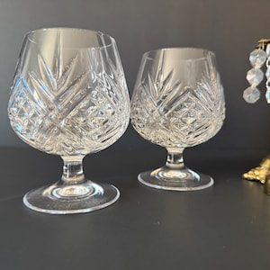 Vintage Cut Crystal Brandy Snifters, Set of 2 Heavy Lead Crystal Glasses