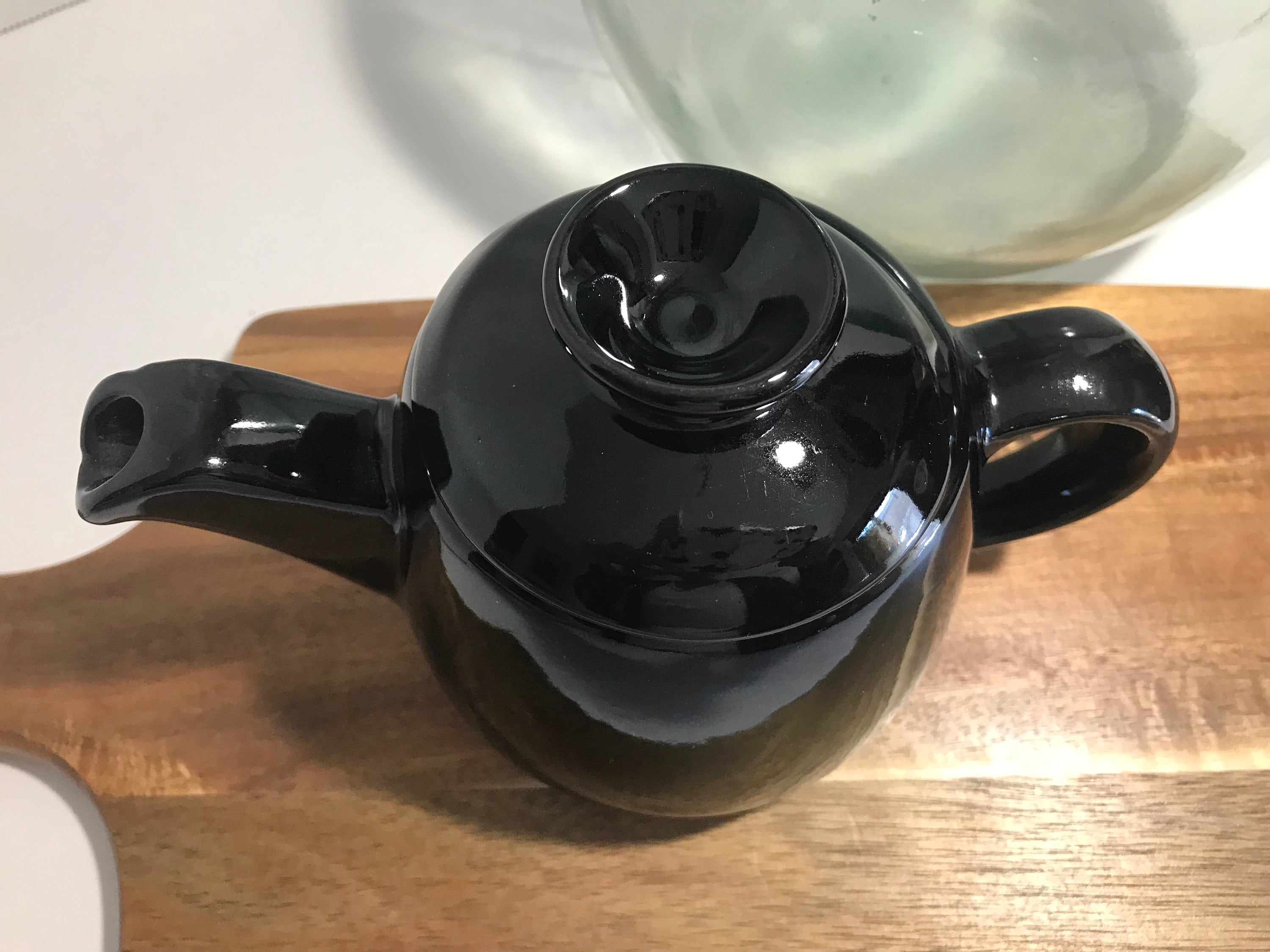 Vintage Frankoma Black Ceramic Glazed Teapot With Lid