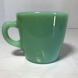 Vintage Jadite glass coffee mug, vintage Fire King restaurant ware C handle coffee cup, Jadite green glass coffee cup mug