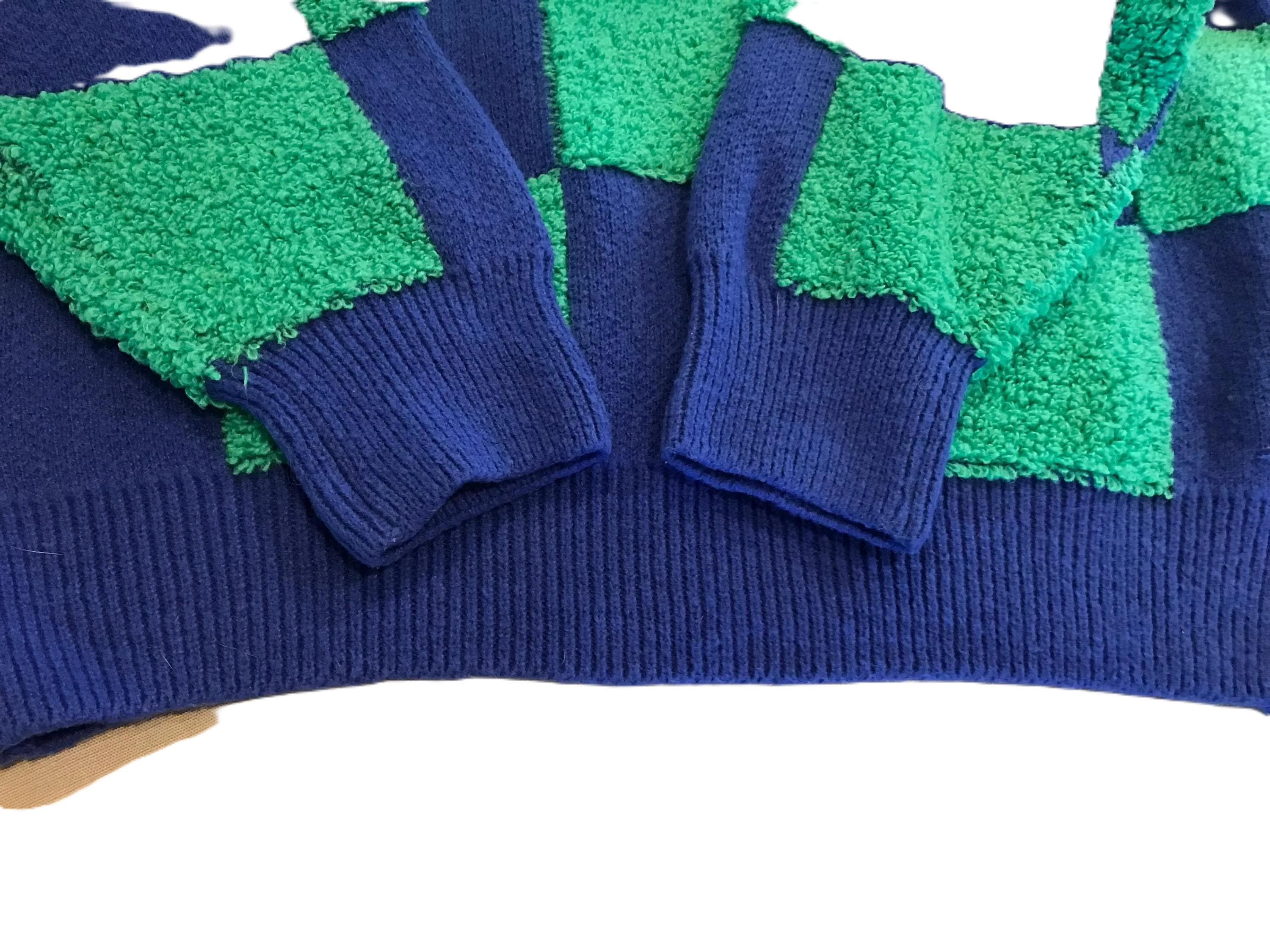 【UN3D.】新品　BICOLOR FLARE KNIT ブルー×グリーン　F プレーティンニット プルオーバー｜BIGI online store - ビギ