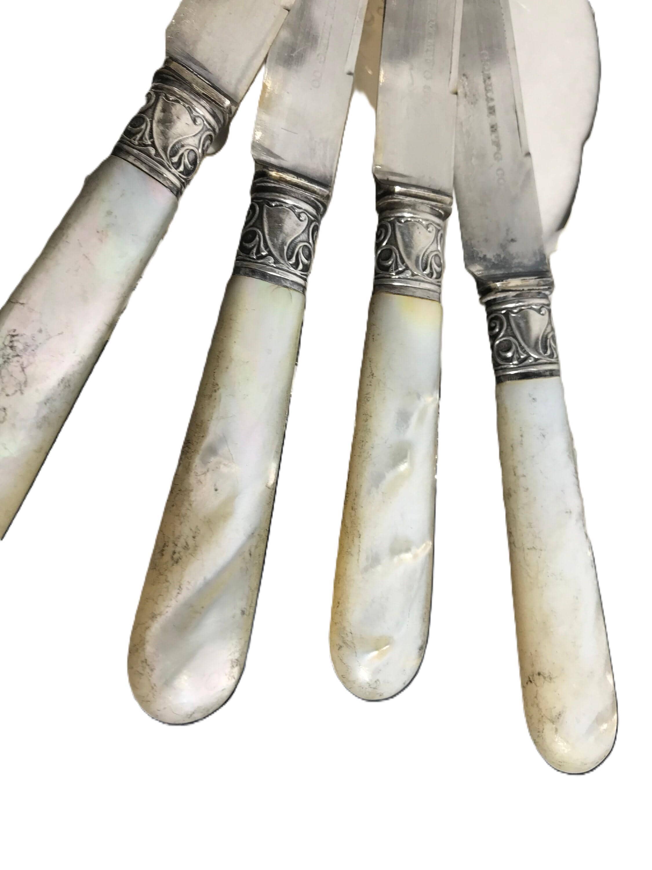 Vintage Gorham Mother of Pearl and Silver Knives, Vtg Gorham