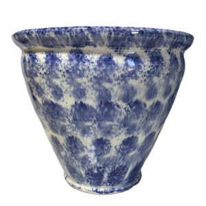 Vintage Costantino hand painted and signed planter, blue and white Costantino art pottery pot, Vintage blue and white studio pottery planter