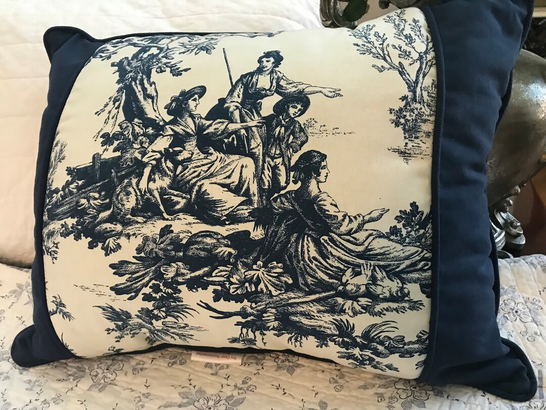 Blue and White Thomasville Toile Pillow, Blue White Toile Thomasville