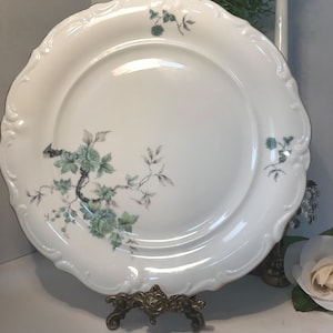 Vintage Winterling Bavaria porcelain platter, Winterling white and green floral large plate, Winterling white ceramic elegant round platter
