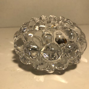 Orrefors Crystal honeycomb look candle holder, Orrefors Raspberry votive candle holder, Orrefors Sweden crystal candle holder
