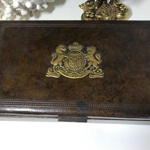 Scatola portasigarette vintage in similpelle Phillip Morris, scatola portasigarette vintage in similpelle marrone e oro Smith Craft Chicago.
