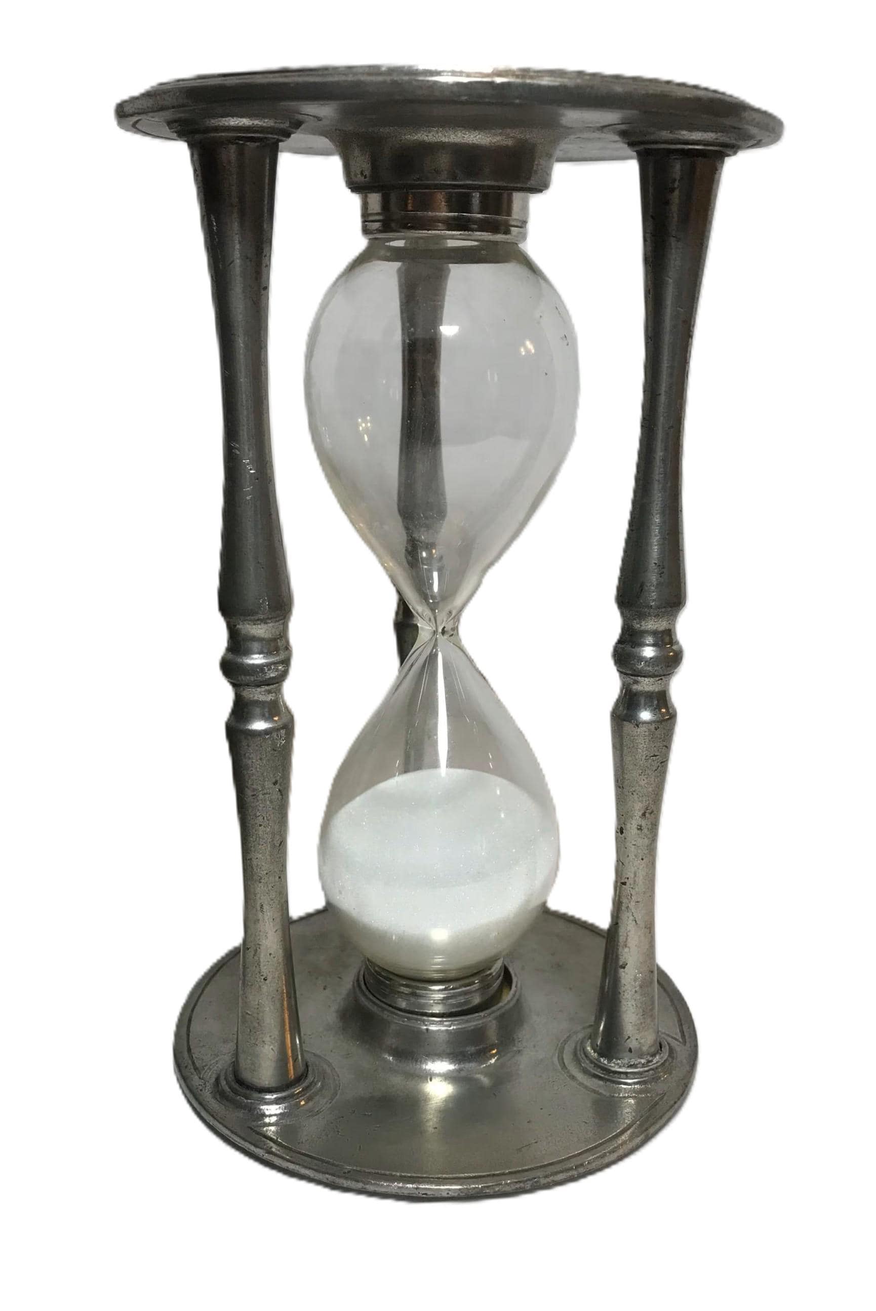 Alberto Tabellini Pewter and Glass Perpetual Calendar Hourglass
