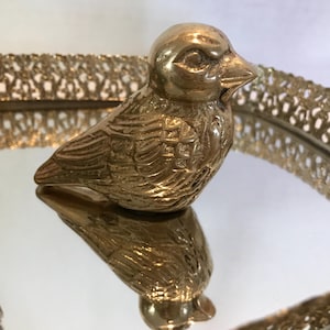 Vintage solid brass bird figurine, Mid Century brass bird small statue, brass bird shelf sitter, bird home decor, brass bird figurine