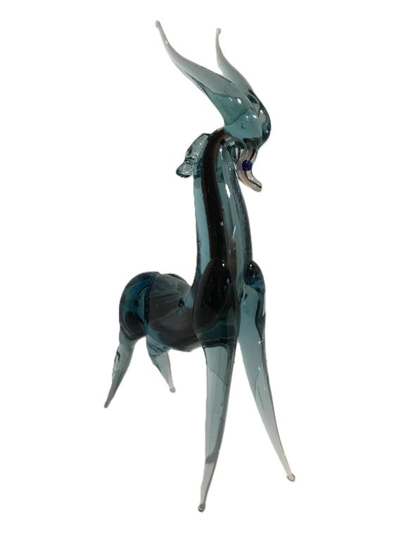 Vintage Murano Italy Art Glass Blue Glass Gazelle Antelope Deer