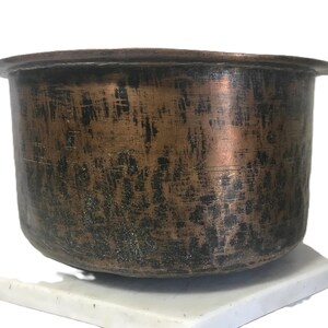 Vintage copper pot, Vtg aged copper pan pot, Vtg copper cookware, Vtg copper vessel, Vintage copper decor, Vintage copper kitchen decor