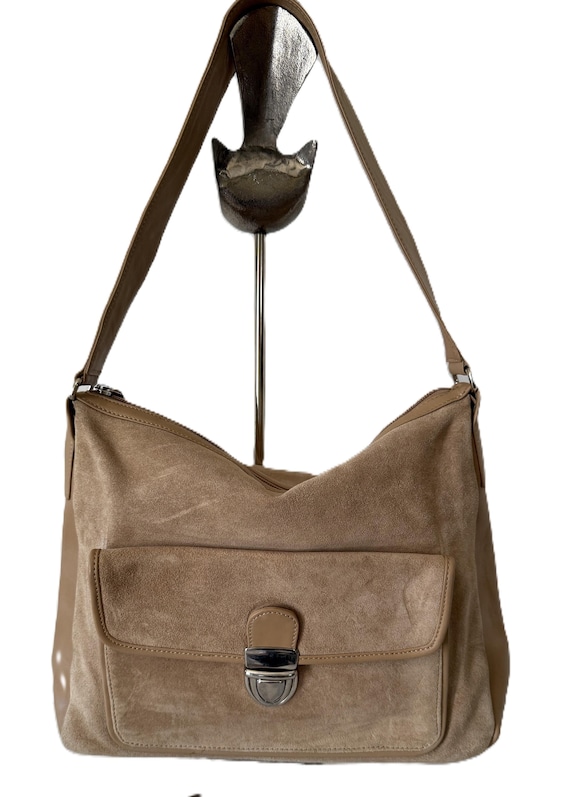 Talbots camel suede and leather structured handba… - image 3