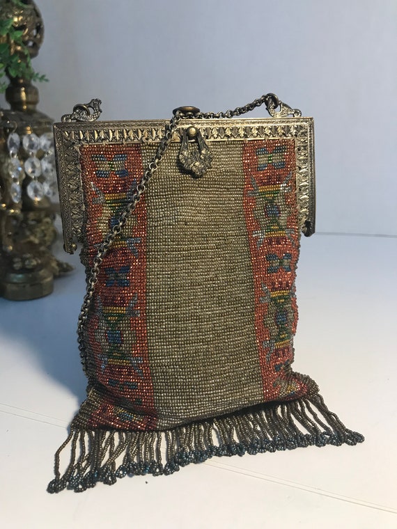 Antique French purse, Vintage French 1900s micro b