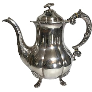 Vintage silverplate ALP Danmark Alta floral teapot, elegant silverplate teapot with flower top decorative finial, cottage style silver decor