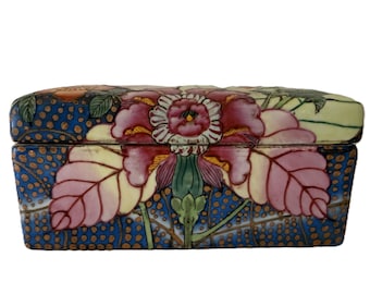 ヴィンテージマカオ陶器箱：手描き花柄小物皿、5 x 2インチ - Etsy 日本