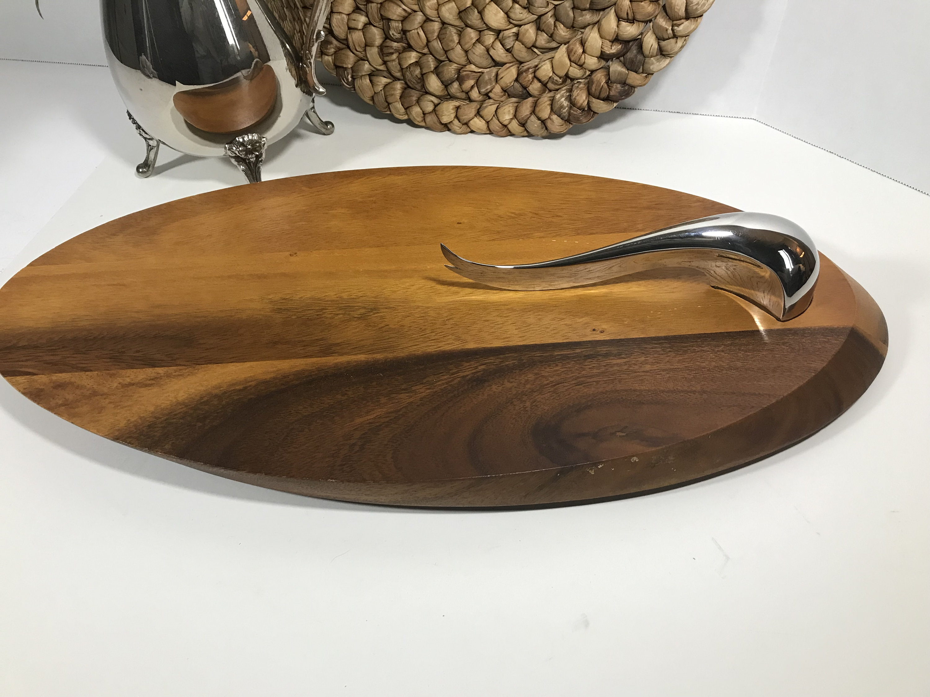 食器 Nambe cheeseboard Nambe Wood Tray Cheeseboard, Nambe Oval Wood Charcuterie Board and