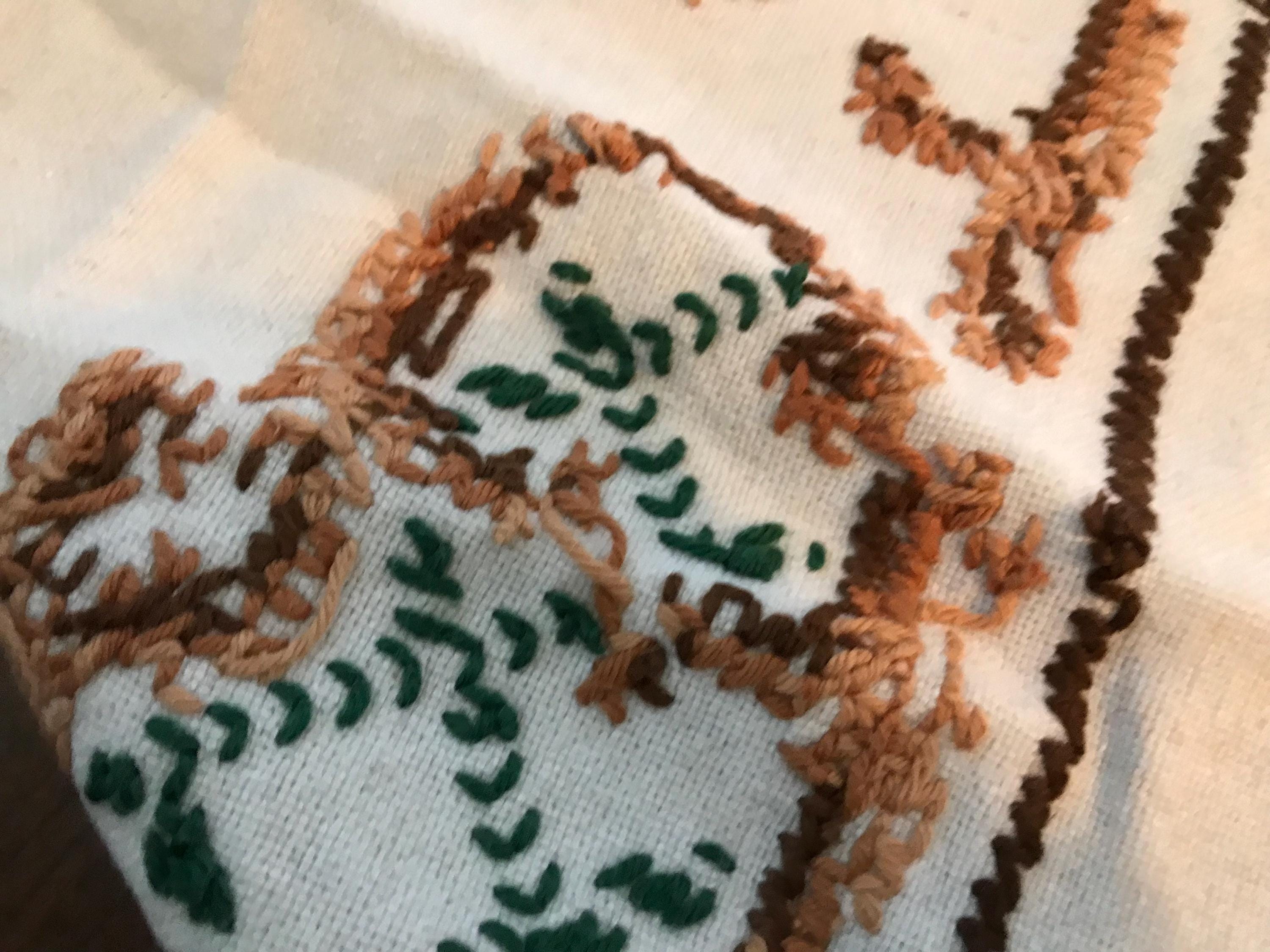 ヴィンテージホワイト刺繍クロスステッチハンドメイドテーブルクロス