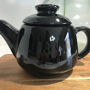 Vintage Frankoma black ceramic glazed teapot with lid, Frankoma ceramic teapot, Frankoma pottery, Frankoma glazed pottery