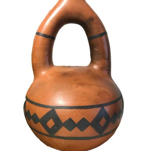 Jarrón de cerámica vintage estilo nativo americano, firmado Imudges #8 10/93, jarrón de boda de cerámica del suroeste pintado a mano