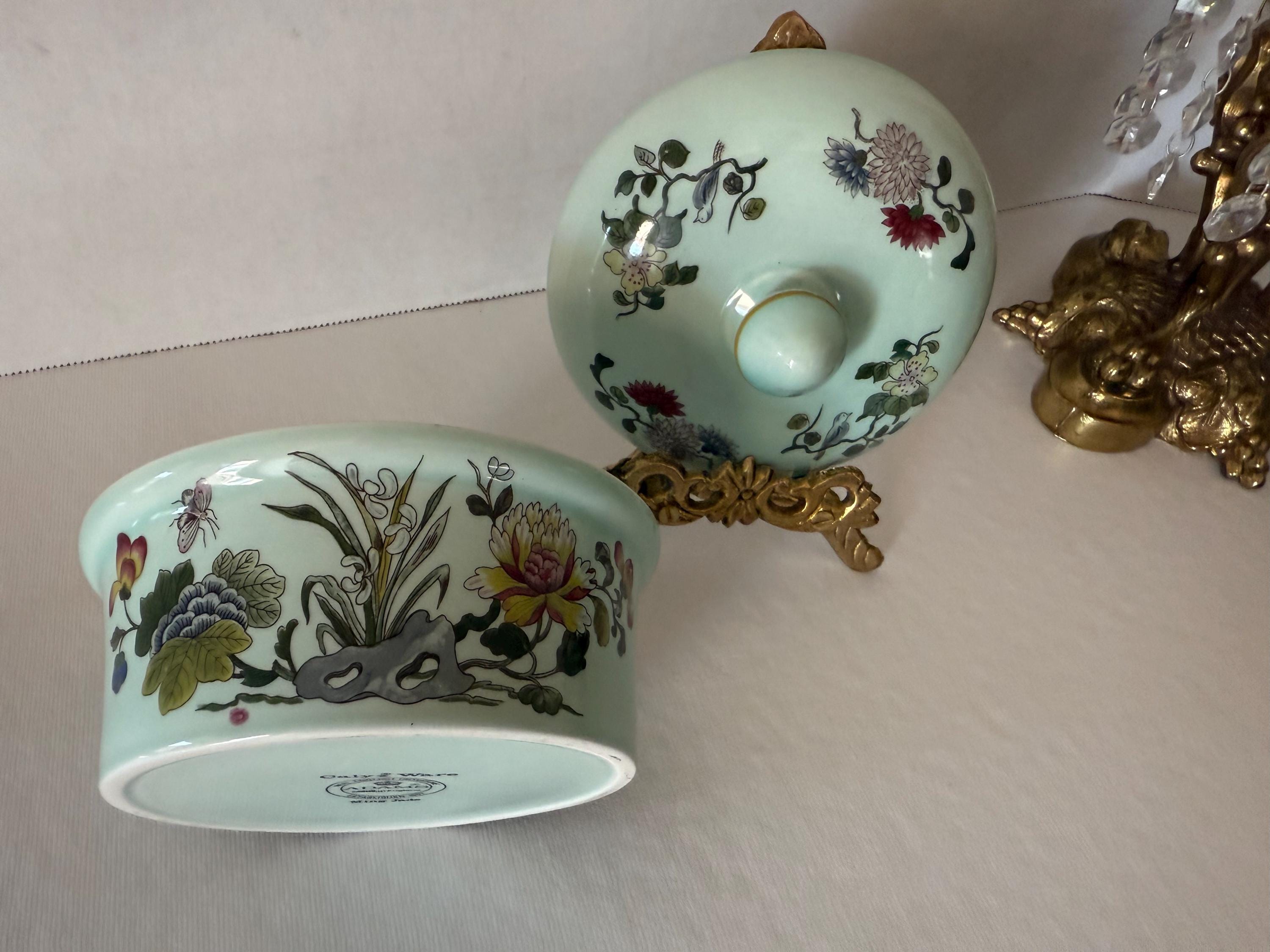 Vintage Calyx Ware Ming Jade English Ironstone Lidded Bowl, Green ...