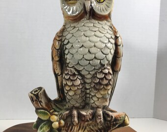 Vintage Barsottini Owl Ceramic Decanter | 1960s Figural Liquor