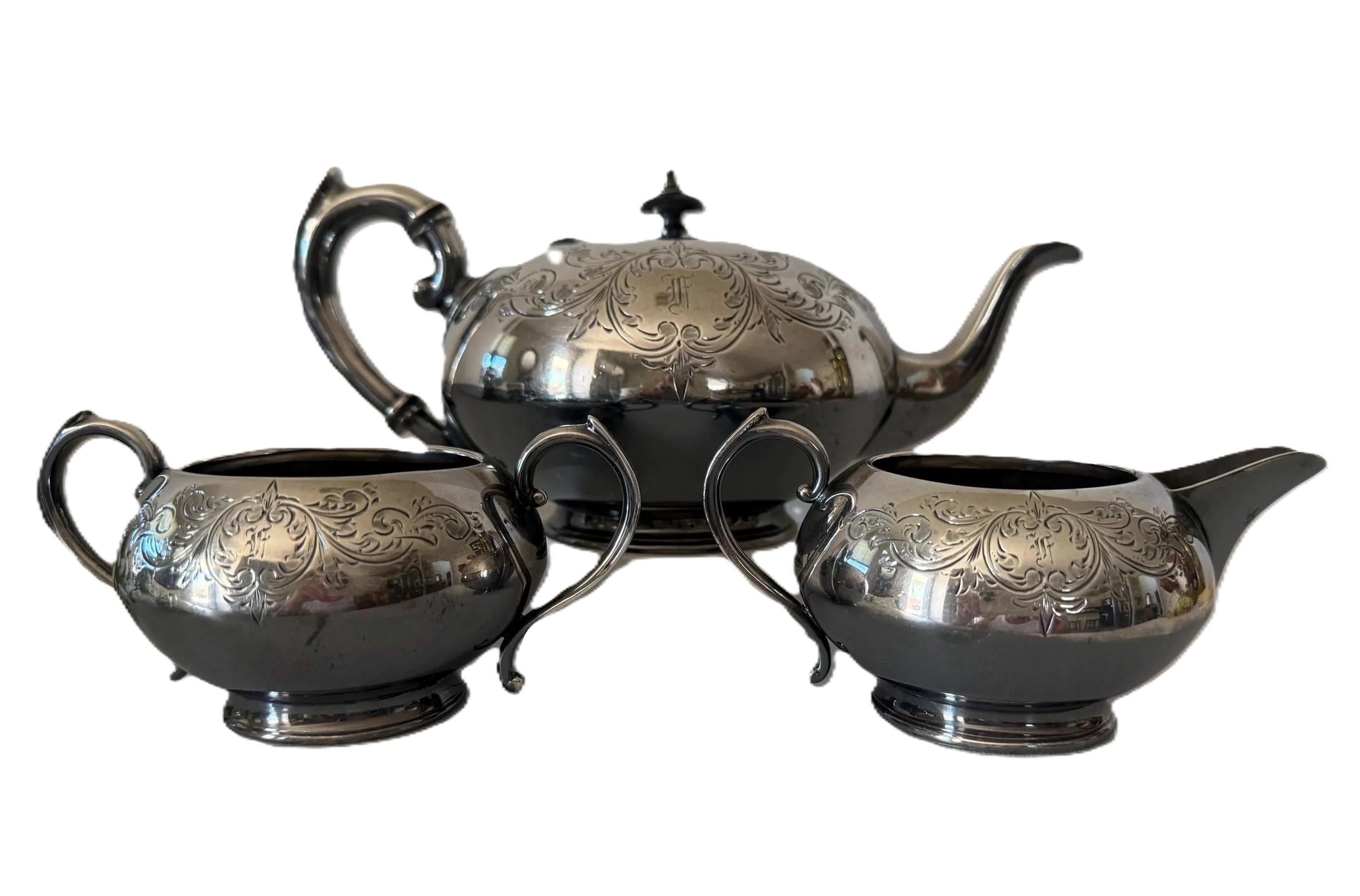 Vintage James Deakin & Sons Silverplate Tea Set, 3-piece