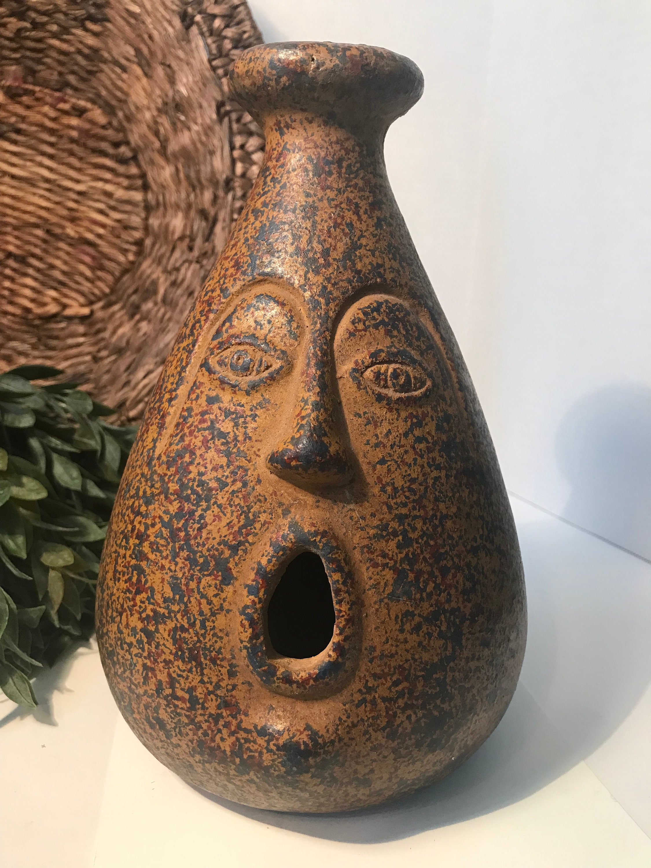 1960s Vintage Folk Art Pottery ウベダ IDEE Vintage 1960s Mexican Pottery Bird, MCM Mid Century Hand