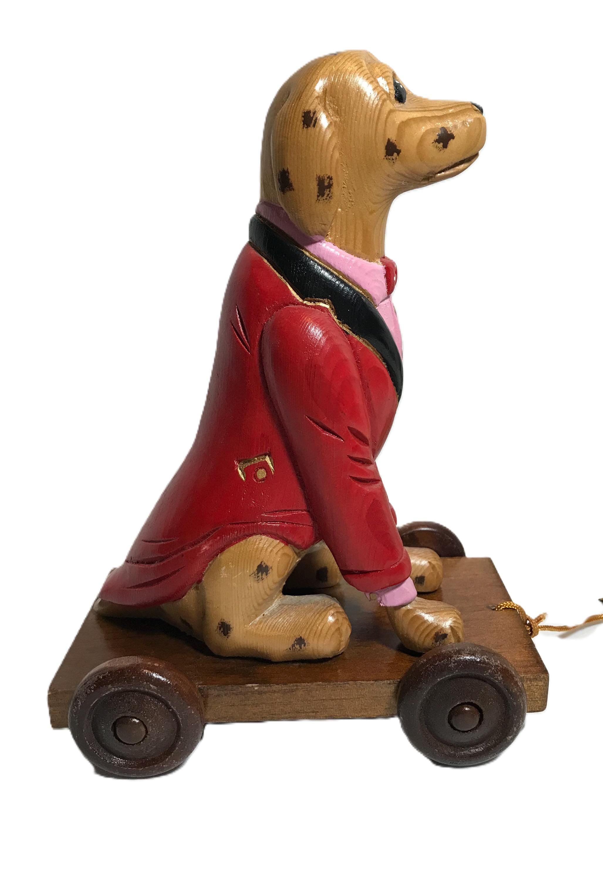 ヴィンテージ 1970 年代の木製犬の像、ヴィンテージ 手描き 70 年代の