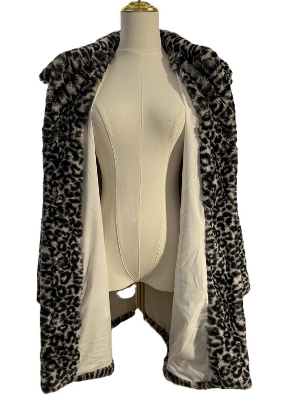 Ann Taylor Faux Fur Leopard Print Coat, Size S Pe… - image 12