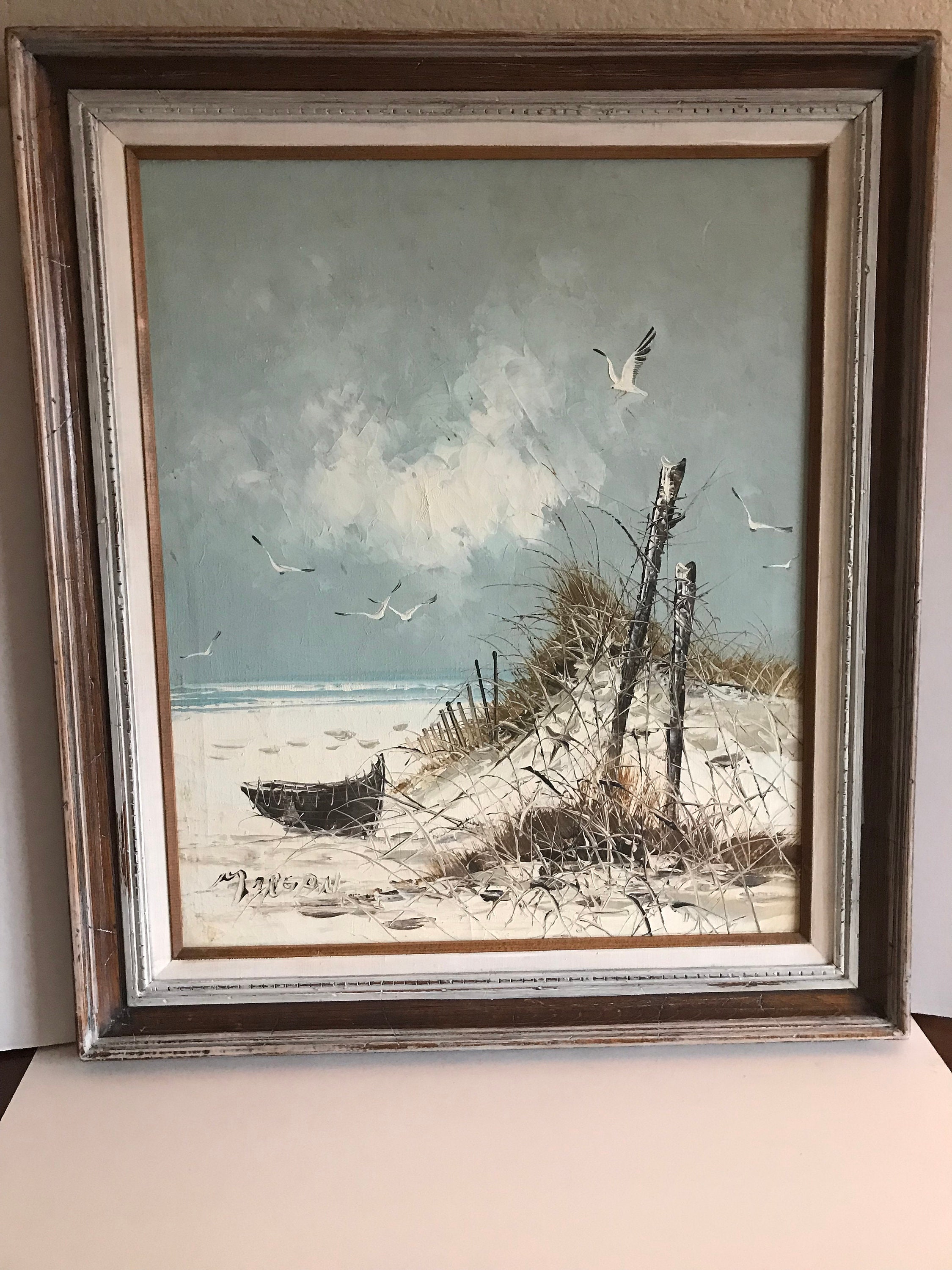 Alfred George Morgan Coastal Oil Painting 26x30, Signed Beach