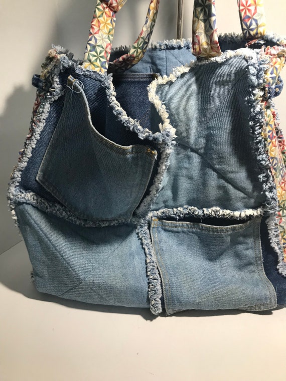 Vintage denim purse handbag tote, Vintage denim r… - image 6