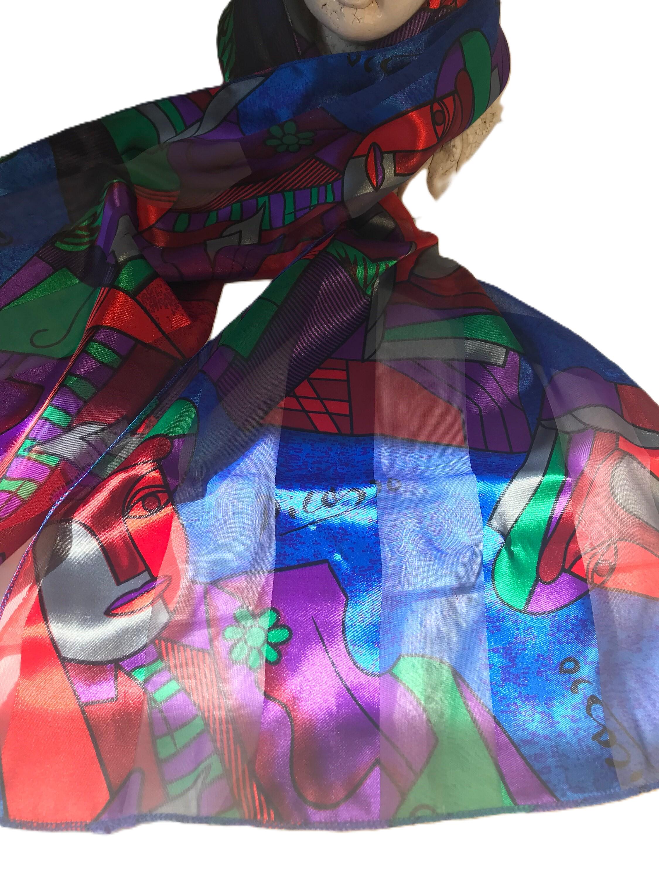 Vintage Retro Picasso Scarf ?Size 60”X14” Picasso, framed silk scarf | Arta Plaza main image 4