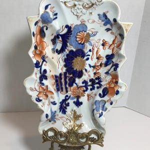 Early 19th‑C Georgian Mason’s Ironstone Leaf Platter | Hand‑Painted Imari Floral Serving Dish – Rare Antique