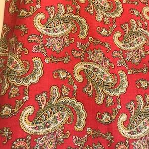 Waverly poppy red paisley fabric, Waverly red classic paisley mid weight home decor fabric, Waverly red printed decorator home decor fabric