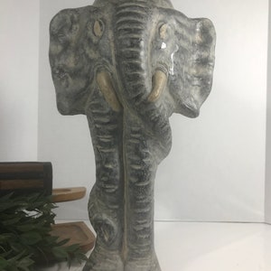 Vintage ceramic Elephant statue, Vtg ceramic large 15.5&quot; elephant sculpture, Ceramic elephant decor, whimsical elephant, elephant decor