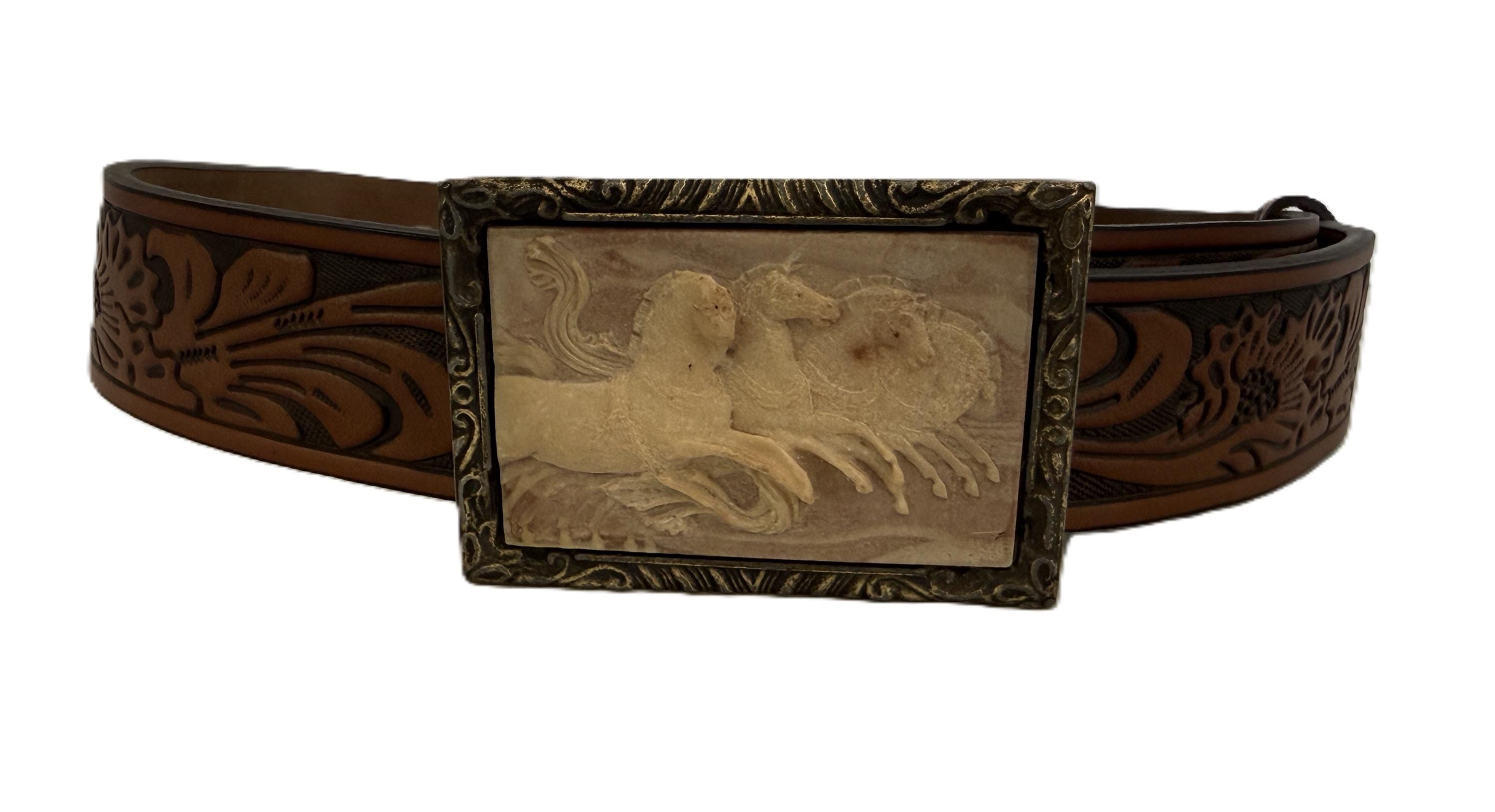 Lauren‎ Ralph Lauren Floral Tooled Leather Belt Brown 39\