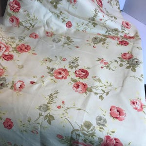 Vintage yellow floral French Country style home decor fabric, chintz floral patterned upholstery style fabric, romantic floral cotton fabric