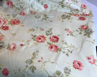 Vintage yellow floral French Country style home decor fabric, chintz floral patterned upholstery style fabric, romantic floral cotton fabric