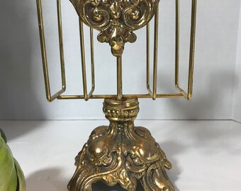 Vintage gold ornate napkin holder, Vintage brass elegant mail holder, Vintage unique gold book stand, Vintage gold metal napkin holder stand