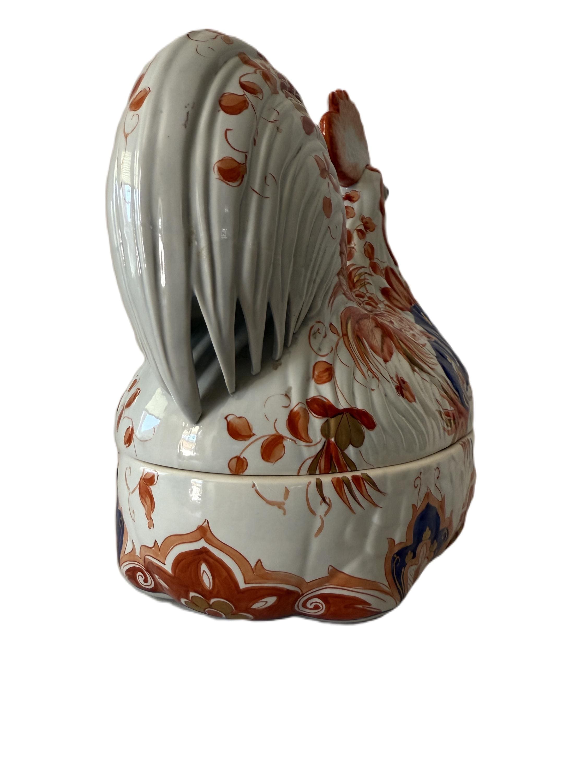 Vintage Meiselman Italy Imari Style Rooster Tureen, Italian