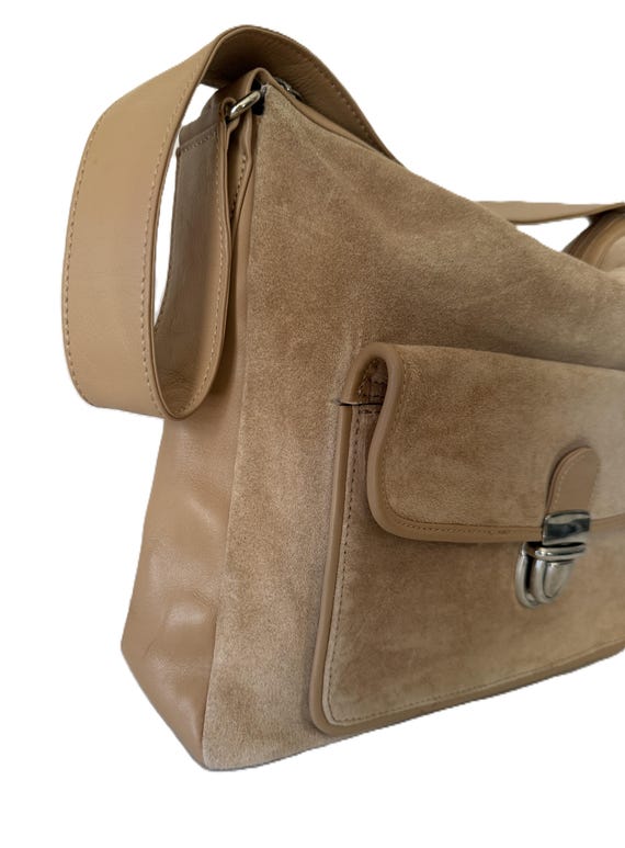 Talbots camel suede and leather structured handba… - image 12
