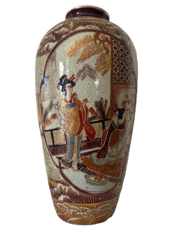Large Japanese Moriage Vase – 14.25