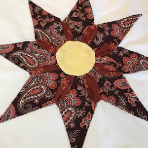Vintage handmade quilt block 14x14, Vintage handmade quilt star on muslin fabric, patchwork quilt, handmade vintage star quilt square
