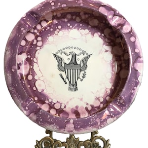 Vintage Grays Pottery England lustre ashtray, Vintage Grays Pottery Sunderland Splatter ceramic E Pluribus Unum, Grays Pottery trinket dish