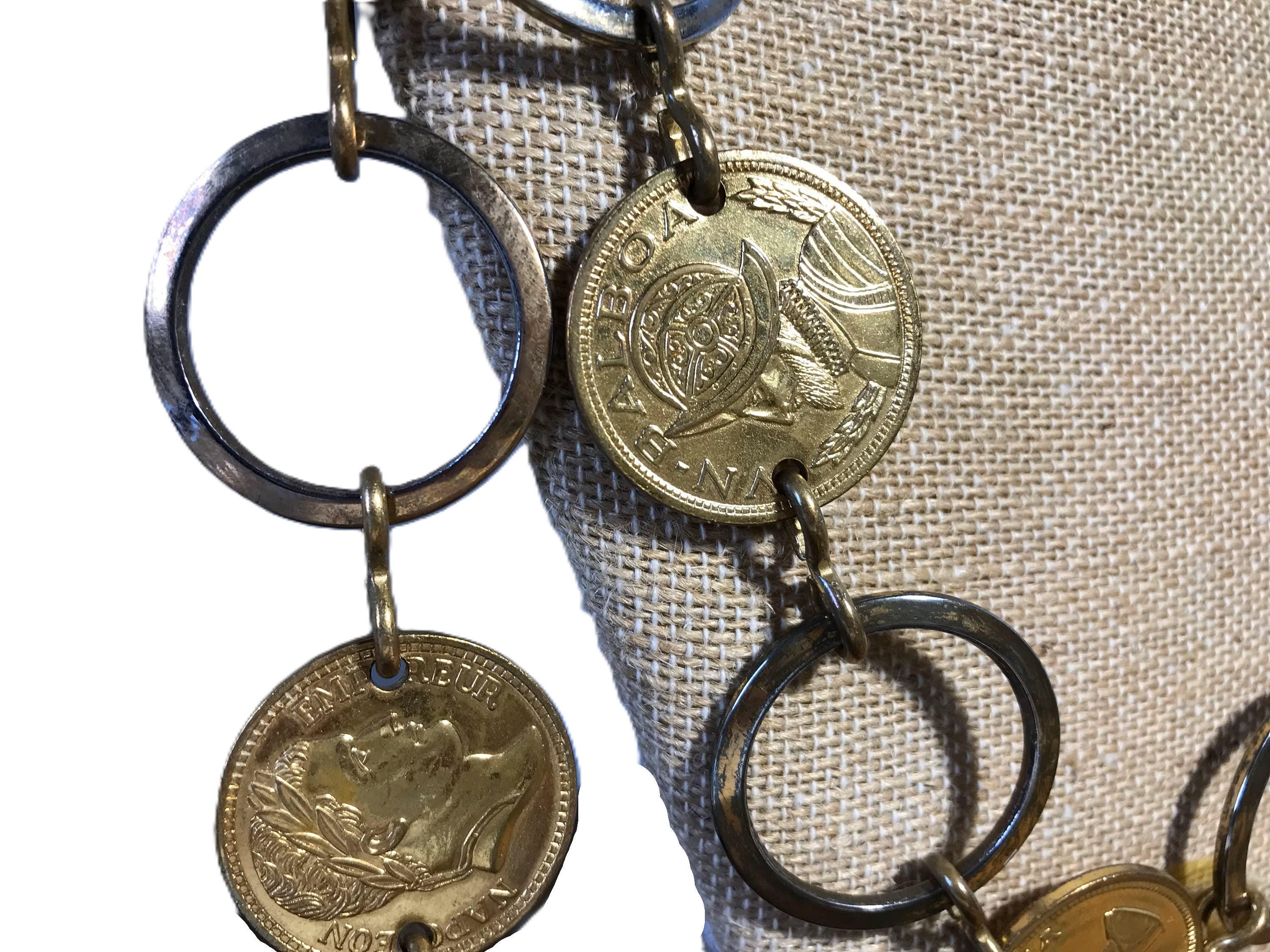 Vintage Gold Toned Queen Elizabeth II Coin Chain Belt 