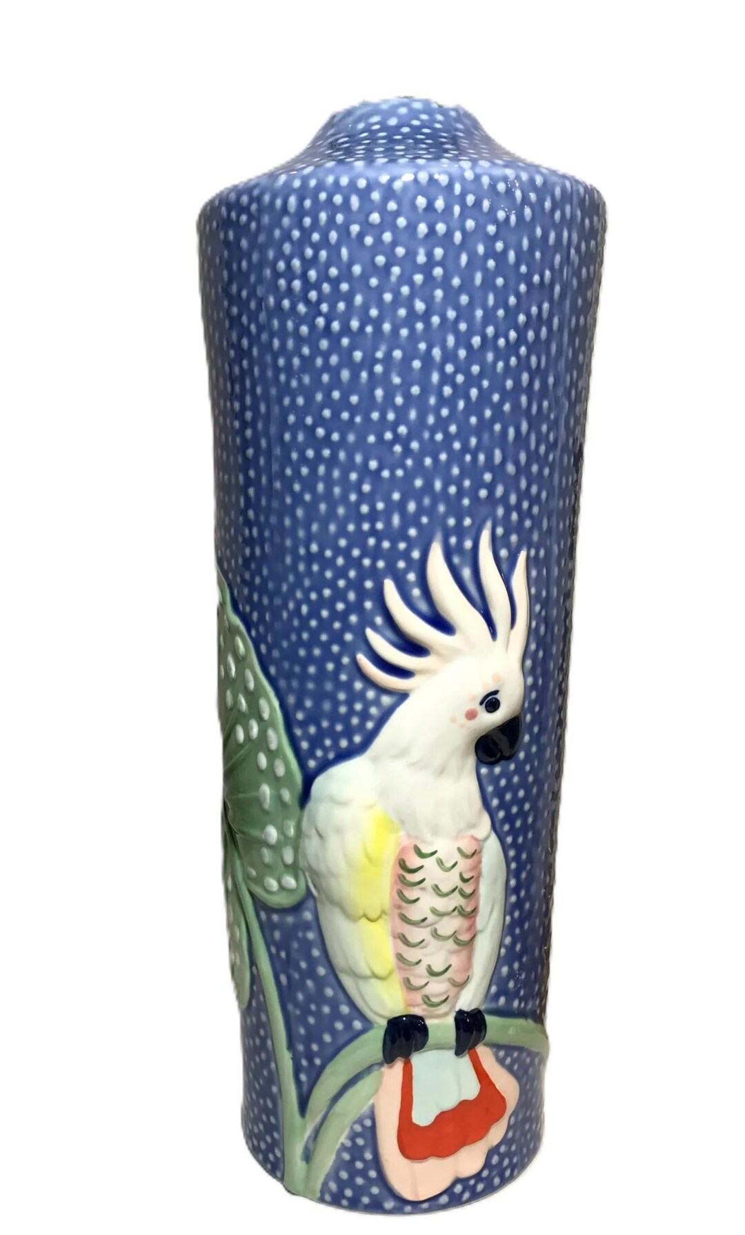 Large Blue Textured Ceramic Bird Vase, Large Vibrant Cockatoo Vase ...