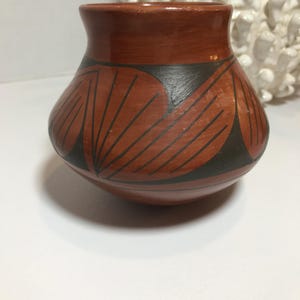 Vintage Julio Silveira signed sculptural handmade tribal pottery vase, Vintage Mata Ortiz signed Julio Silveira hand painted Mexico vase