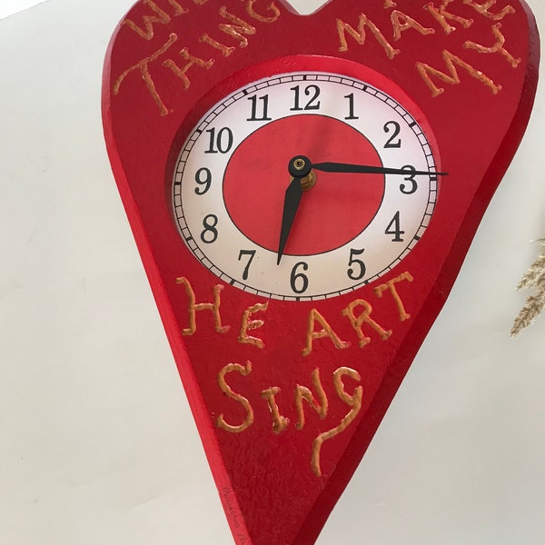 Red Wood Wall Clock Etsy