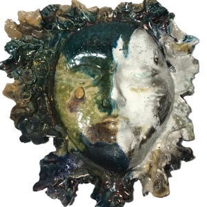 Vintage Keramik 3-dimensionale Keramik Gesicht Skulptur Wand Kunst Skulptur