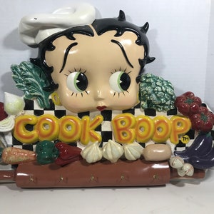 Betty Boop large wall decor, Betty Boop &quot;Cook Boop&quot; large wall decor with brass utensil hooks, Large Betty Boop wall art, Betty Boop decor
